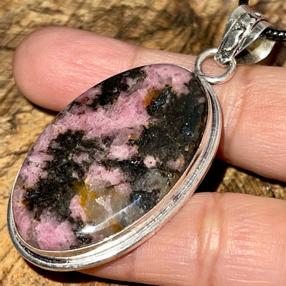 Earthy Rhodonite Pendant 2” - Picture 9 of 14